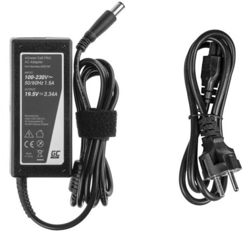 GREEN CELL ZASILACZ ŁADOWARKA DO LAPTOPA DELL Green Cell PRO AD07AP 19,5V 3,34A 65W 7,4mm/5,0mm