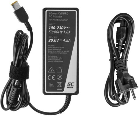GREEN CELL ZASILACZ ŁADOWARKA DO LAPTOPA LENOVO Green Cell PRO AD39AP 20V 4,5A 90W Slim Tip
