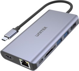 UNITEK Adapter Unitek D1056A Hub USB-C 2x USB 3.1 HDMI DP RJ45 czytnikSD