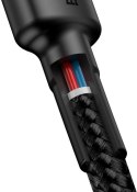BASEUS KABEL USB-C / USB-C Baseus Cafule CATKLF-HG1 200cm 60W 3A PD 2.0 QC 3.0 CZARNO-SZARY W OPLOCIE