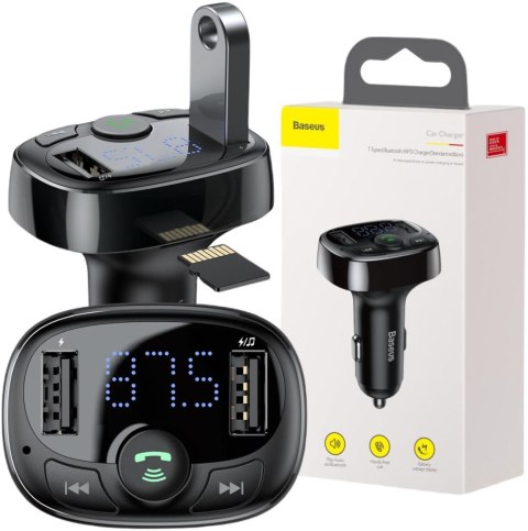 BASEUS TRANSMITER FM ŁADOWARKA SAMOCHODOWA Baseus Enjoy S-09A 3.4A 2x USB-A microSD BT 4.2