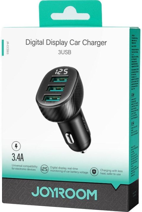 JOYROOM Ładowarka samochodowa Joyroom JR-CCD03 17W 3.4A 3x USB-A