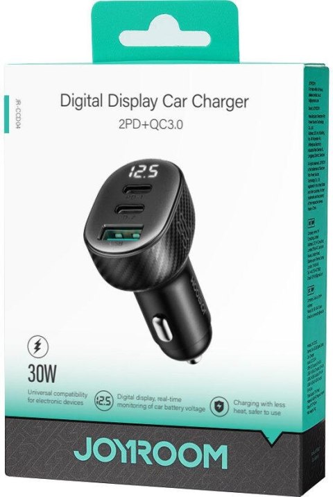 JOYROOM Ładowarka samochodowa Joyroom JR-CCD04 30W 4A 2x USB-C 1x USB-A PD QC 3.0