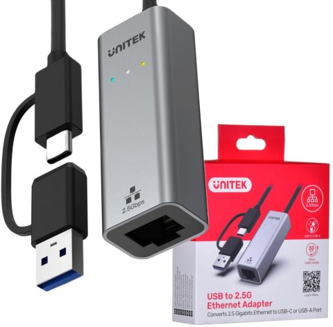 UNITEK Adapter Unitek U1313C USB-A/C na RJ45 2.5G Ethernet