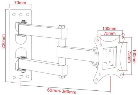 ART UCHWYT DO TV LCD/LED 17-42" 25KG AR-57A ART reg.pion/poziom