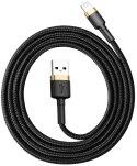 BASEUS KABEL USB-A / Lightning iPhone Baseus Cafule CALKLF-BV1 100cm Apple 2.4A CZARNO-ZŁOTY W OPLOCIE