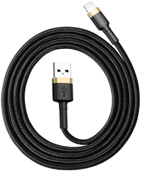 BASEUS KABEL USB-A / Lightning iPhone Baseus Cafule CALKLF-BV1 100cm Apple 2.4A CZARNO-ZŁOTY W OPLOCIE