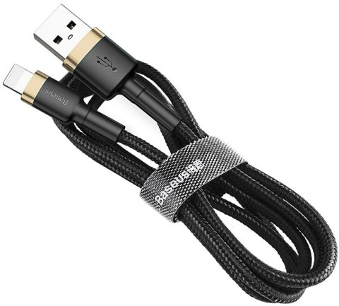 BASEUS KABEL USB-A / Lightning iPhone Baseus Cafule CALKLF-BV1 100cm Apple 2.4A CZARNO-ZŁOTY W OPLOCIE