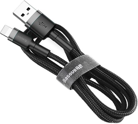 BASEUS KABEL USB-A / Lightning iPhone Baseus Cafule CALKLF-CG1 200cm Apple 1.5A CZARNO-SZARY W OPLOCIE