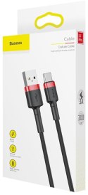 BASEUS KABEL USB-A / USB-C Baseus Cafule CATKLF-B91 100cm 3A QC 3.0 CZARNO-CZERWONY W OPLOCIE