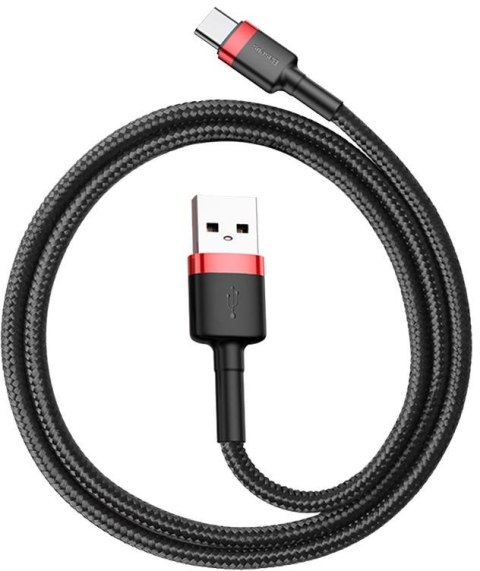 BASEUS KABEL USB-A / USB-C Baseus Cafule CATKLF-B91 100cm 3A QC 3.0 CZARNO-CZERWONY W OPLOCIE