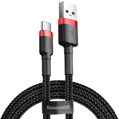 BASEUS KABEL USB-A / USB-C Baseus Cafule CATKLF-B91 100cm 3A QC 3.0 CZARNO-CZERWONY W OPLOCIE