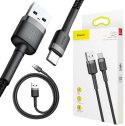 BASEUS KABEL USB-A / USB-C Baseus Cafule CATKLF-BG1 100cm 3A QC 3.0 CZARNO-SZARY W NYLONOWYM OPLOCIE