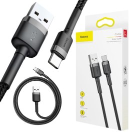 BASEUS KABEL USB-A / USB-C Baseus Cafule CATKLF-BG1 100cm 3A QC 3.0 CZARNO-SZARY W NYLONOWYM OPLOCIE