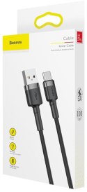 BASEUS KABEL USB-A / USB-C Baseus Cafule CATKLF-BG1 100cm 3A QC 3.0 CZARNO-SZARY W NYLONOWYM OPLOCIE
