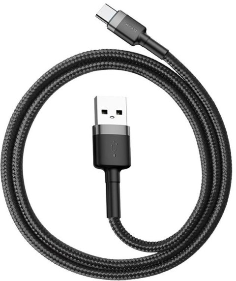 BASEUS KABEL USB-A / USB-C Baseus Cafule CATKLF-BG1 100cm 3A QC 3.0 CZARNO-SZARY W NYLONOWYM OPLOCIE