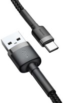 BASEUS KABEL USB-A / USB-C Baseus Cafule CATKLF-UG1 300cm 2A QC 3.0 CZARNO-SZARY W NYLONOWYM OPLOCIE