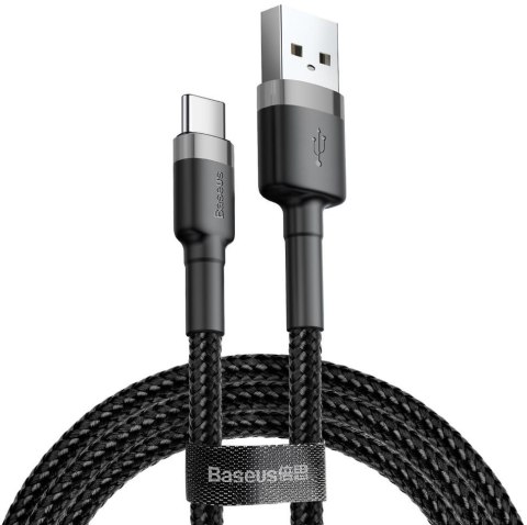 BASEUS KABEL USB-A / USB-C Baseus Cafule CATKLF-UG1 300cm 2A QC 3.0 CZARNO-SZARY W NYLONOWYM OPLOCIE