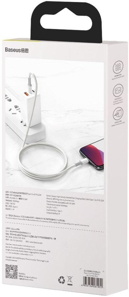 BASEUS KABEL USB-C / Lightning iPhone Baseus Cafule CATLGD-02 1m 20W PD Quick Charging BIAŁY W OPLOCIE