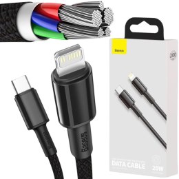 BASEUS KABEL USB-C / Lightning iPhone Baseus Cafule CATLGD-A01 2m 20W PD Quick Charging CZARNY W OPLOCIE