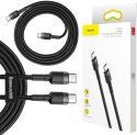BASEUS KABEL USB-C / USB-C Baseus Cafule CATKLF-GG1 100cm 60W 3A PD 2.0 QC 3.0 CZARNO-SZARY W OPLOCIE