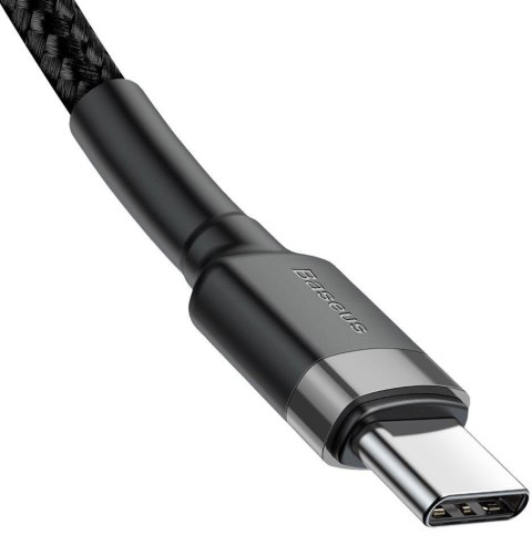 BASEUS KABEL USB-C / USB-C Baseus Cafule CATKLF-GG1 100cm 60W 3A PD 2.0 QC 3.0 CZARNO-SZARY W OPLOCIE