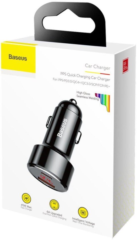 BASEUS ŁADOWARKA SAMOCHODOWA Baseus Magic CCMLC20C-01 45W 6A 1x USB-A 1x USB-C QC 3.0