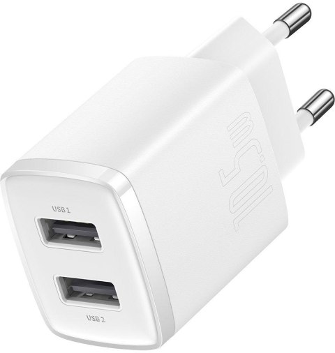 BASEUS ŁADOWARKA SIECIOWA Baseus Compact Charger CCXJ010202 10.5W 2x USB-A BIAŁA