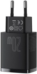 BASEUS ŁADOWARKA SIECIOWA Baseus Compact Quick Charger CCXJ-B01 20W 1x USB-A 1x USB-C PD 3.0 QC 3.0 CZARNA