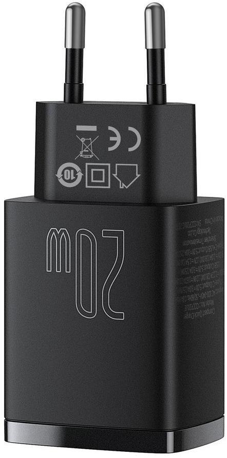 BASEUS ŁADOWARKA SIECIOWA Baseus Compact Quick Charger CCXJ-B01 20W 1x USB-A 1x USB-C PD 3.0 QC 3.0 CZARNA