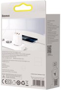 BASEUS ŁADOWARKA SIECIOWA Baseus Compact Quick Charger CCXJ-E02 30W 2x USB-A 1x USB-C PD 3.0 QC 3.0 BIAŁA
