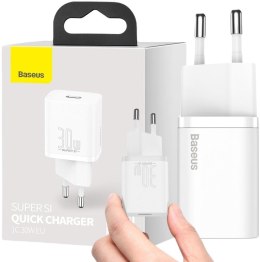 BASEUS ŁADOWARKA SIECIOWA Baseus Super Si Quick Charger 1C CSUP-J02 30W 1x USB-C PD 3.0 QC 3.0 BIAŁA
