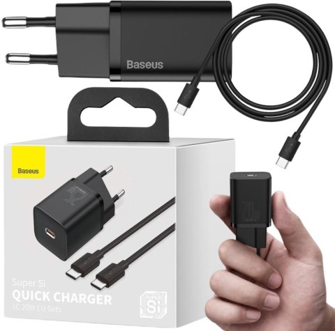 BASEUS ŁADOWARKA SIECIOWA Baseus Super Si Quick Charger 1C TZCCSUP-L01 25W 1x USB-C PD 3.0 QC 3.0 + KABEL