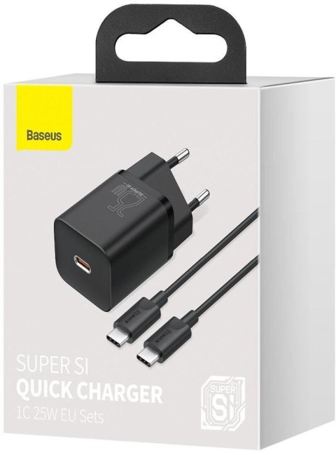 BASEUS ŁADOWARKA SIECIOWA Baseus Super Si Quick Charger 1C TZCCSUP-L01 25W 1x USB-C PD 3.0 QC 3.0 + KABEL