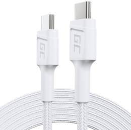 GREEN CELL KABEL USB-C / USB-C Green Cell POWERSTREAM 30cm BIAŁY PD 60W ULTRA CHARGE QUICK CHARGE 3.0 KABGC31W