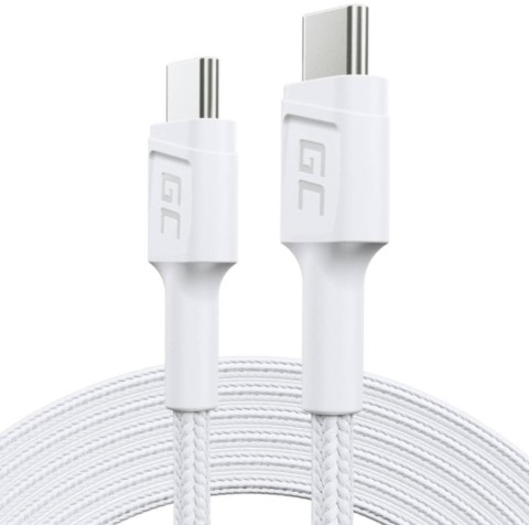GREEN CELL KABEL USB-C / USB-C Green Cell POWERSTREAM 30cm BIAŁY PD 60W ULTRA CHARGE QUICK CHARGE 3.0 KABGC31W
