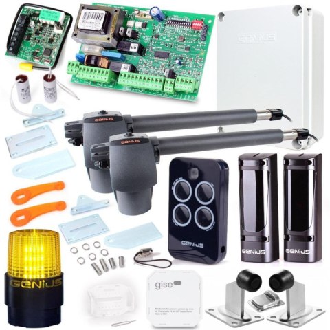 GENIUS Zestaw Genius G-Bat 400 do bram 8m dwuskrzydłowych (lampa + stopka + odboje + moduł Wi-Fi)