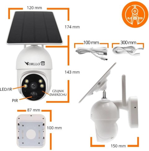 ORLLO Kamera IP bezprzewodowa 4G LTE obrotowa z panelem solarnym Orllo TZ1 PRO