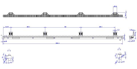 PSG Listwa zębata PSG 60.056 do 600kg - 18/1010 mm - nylonowa