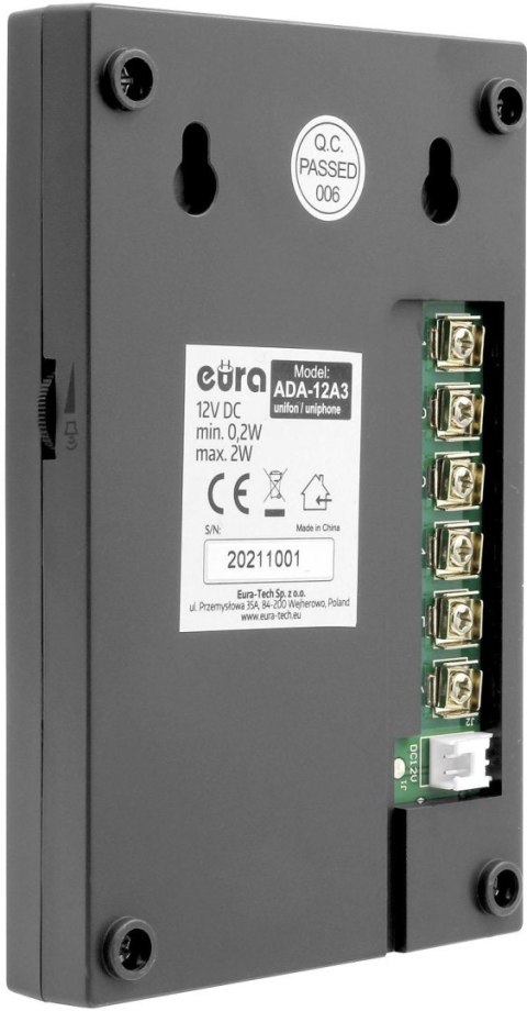 EURA DOMOFON ''EURA'' ADP-51A3 ''DIFESA'' - 1-rodzinny, 2 unifony, interkom, grafit