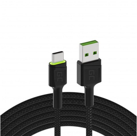 GREEN CELL KABEL USB-A / USB-C Green Cell RAY 200cm ZIELONY LED QUICK CHARGE 3.0 KABGC13