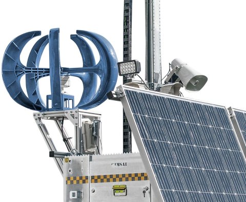 CAMSAT Mobilna wieża do zdalnego wideomonitoringu CCTV iCAM-TOWER AI 5MQ3