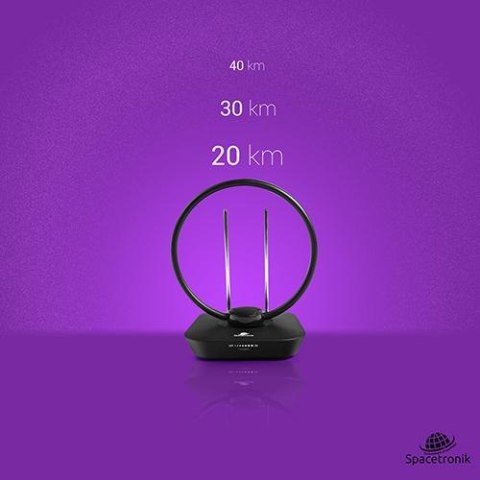 SPACETRONIK Antena pokojowa DVB-T2 Spacetronik Locus TV zasilacz 45dB