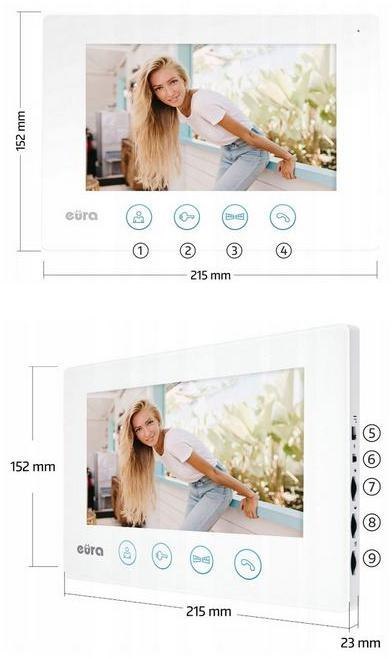 EURA WIDEODOMOFON EURA VDP-90A3 DELTA + biały monitor TUYA