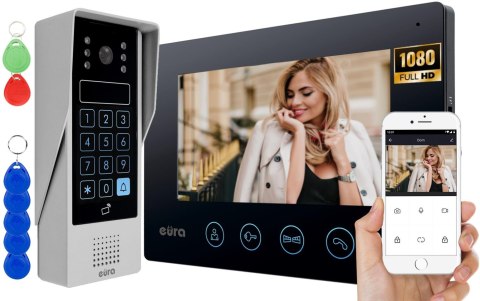 EURA WIDEODOMOFON EURA VDP-90A3 DELTA + czarny monitor TUYA