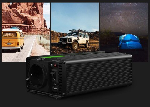 GREEN CELL PRZETWORNICA NAPIĘCIA INWERTER Green Cell 12V / 230V 300W/600W CZYSTA SINUSOIDA INV07