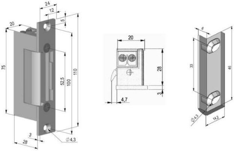 SCOT Elektrozaczep symetr., z pamięcia i blokadą SCOT ES-S12AC/DC-MB PROFI