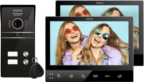 EURA WIDEODOMOFN EURA VDP-80C5 2-rodzinny, czarny