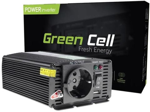 GREEN CELL PRZETWORNICA NAPIĘCIA INWERTER Green Cell 12V / 230V 300W/600W MODYFIKOWANA SINUSOIDA INV01DE