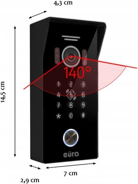 EURA WIDEODOMOFON EURA VDP-99C5 czarny, WiFi, RFID, TUYA